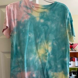 Tractr Girls Bright Blue & Pink & Yellow Tie Dye Tee Shirt EUC Size Large